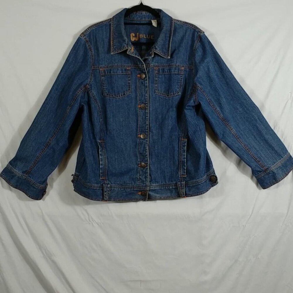 CJ Blue Women's Blue Western Style Long Sleeve Casual Jean Jacket Plus Size 2X - Picture 4 of 10